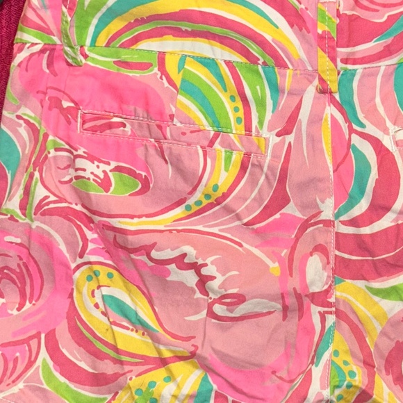 Lilly Pulitzer pink green yellow swirl Callahan Short 5 inseam shorts 4 - Picture 5 of 5